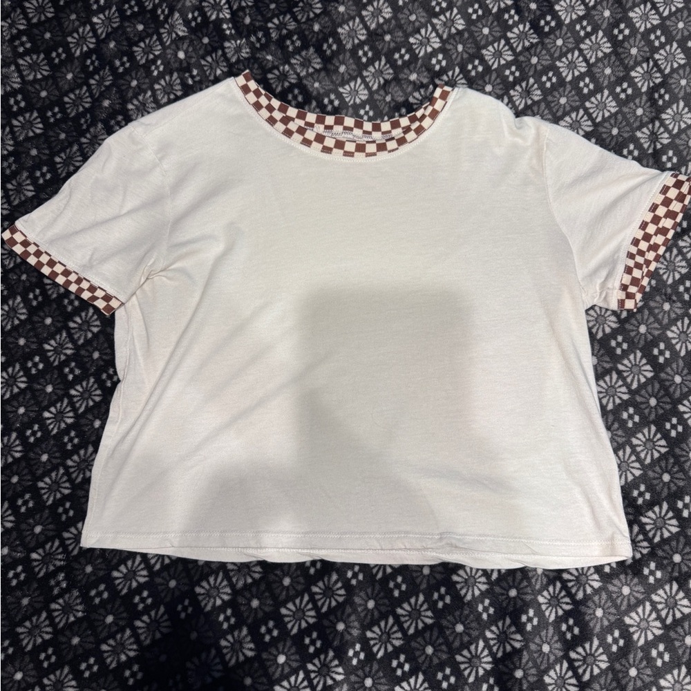 Heart Hips White Boxy Crop T-Shirt with Black Trim